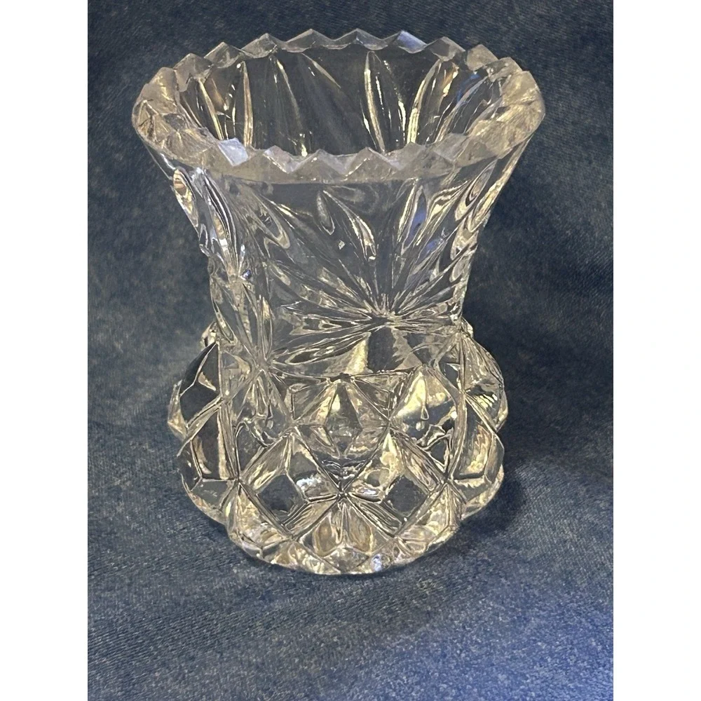 Vintage Mini Glass Bud Vase Beautiful Jagged Rim 2.5